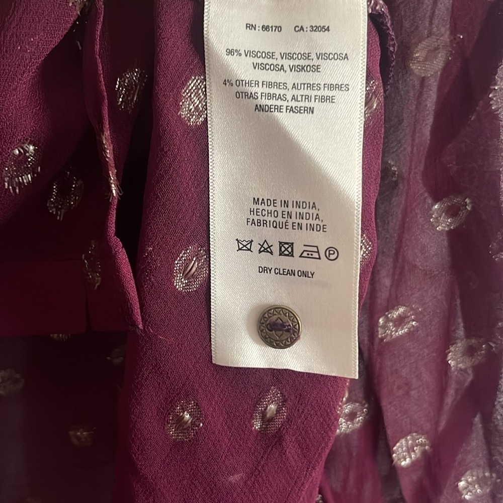 Anthropologie Moulinette Soeurs Allegra Foil Printed Button Down Blouse Sz XXS - Picture 7 of 8